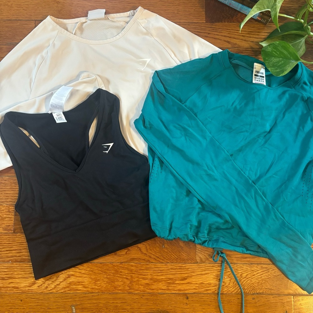Gymshark Black Tank and Teal Long Sleeve Tops BUNDLE